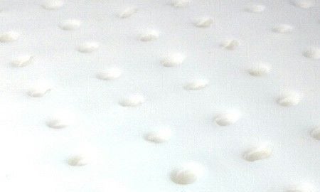 Image of a close up of a very white synthetic latex topper