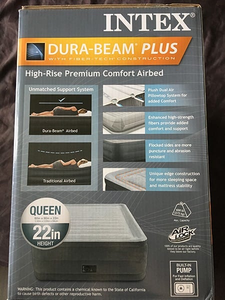 Full Intex Dura Beam Plus Series Mid Rise Airbed with Built In Electric Pump 
