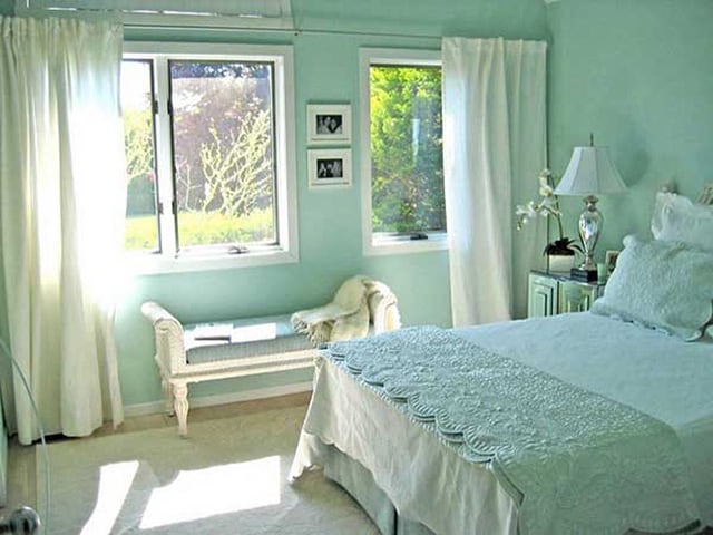 Trang trí Phòng ngủ màu xanh Tươi