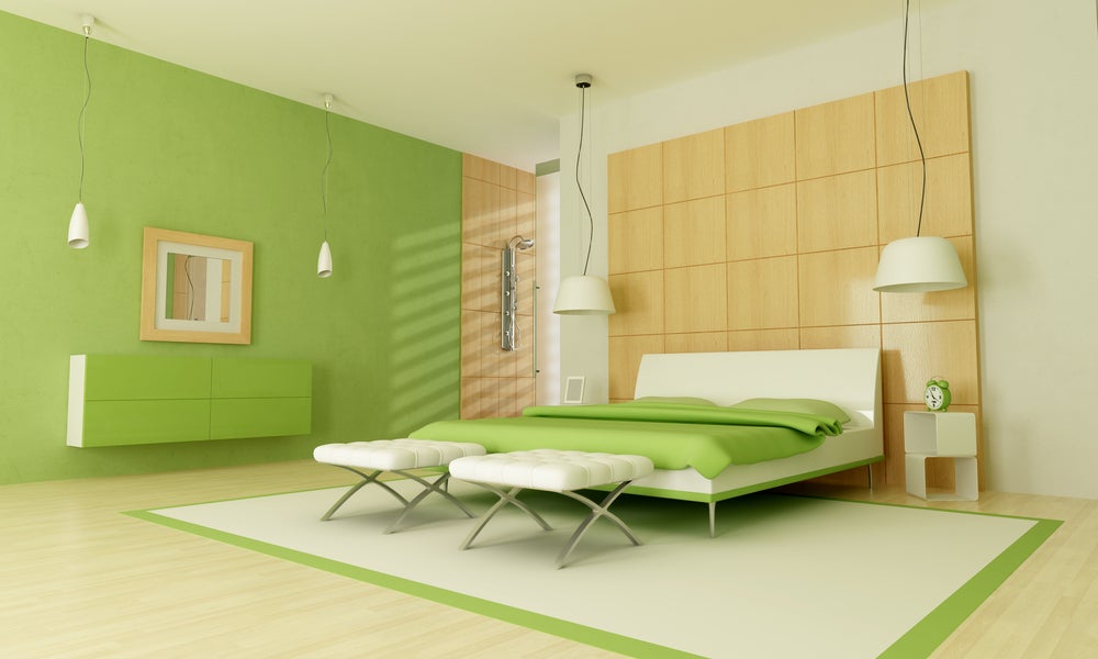 Lime green bedroom