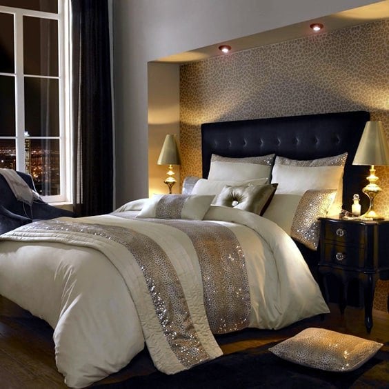 Glamour Bedroom Ideas, Black Bling Bed Frame