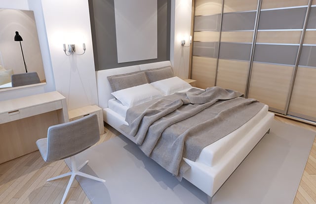 Phòng ngủ màu xám và trắng - Màu nhạt