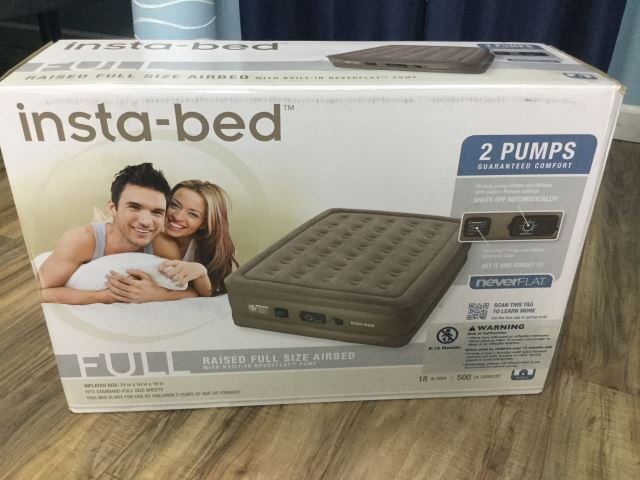 Insta Bed Raised Air Mattress Review, Insta Bed Queen Pillow Top