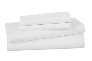 White Vivendi Sheets folded in 1/2 placed ontop of each other with a smaller one on the top 