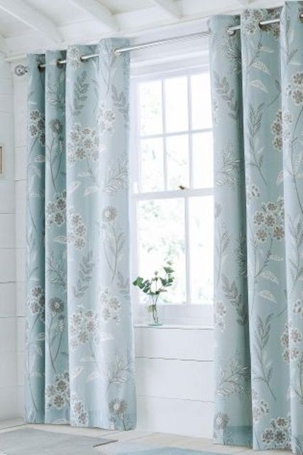 Blue Blackout Curtain Ideas, Bright Blue Patterned Curtains