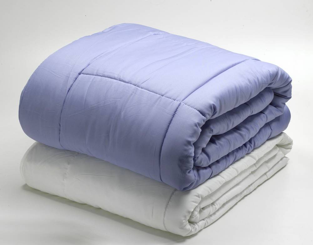 purple and grey folded weighted blanket