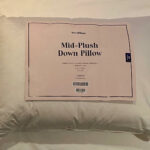 Brooklinen down pillow, front view with original tags