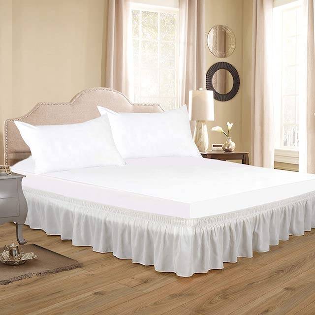 PiccoCasa Polyester Wrap Around Bed Skirt,Elastic Dust Ruffles Bedskirts,Fade & Wrinkle,No Lift Mattress,Three Fabric Sides with 16 Inch Drop Dark Gray King