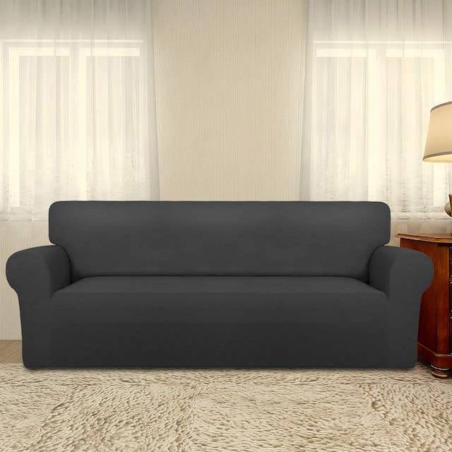 PureFit Stretch Sofa Slipcover Spandex Soft Couch Cover Pets Chair, Light Gray 