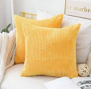Faux Suede Cushion Cover Contemporary 40x40 cm Striped Throw Mustard Yellow Cushion Cover 16x16 inch Cushion Cover Textured Pintucks Solid Color Contemporary Mustard Yellow