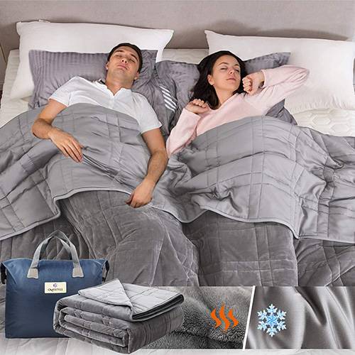 30 Lbs Luna Adult Weighted Blanket 3 Piece Duvet Cover Set Heavy Cool Weight for Hot & Cold Sleepers 80x87 Cooling Silky Cover & Minky Fleece Microfiber Cover King Size Bed Light Grey