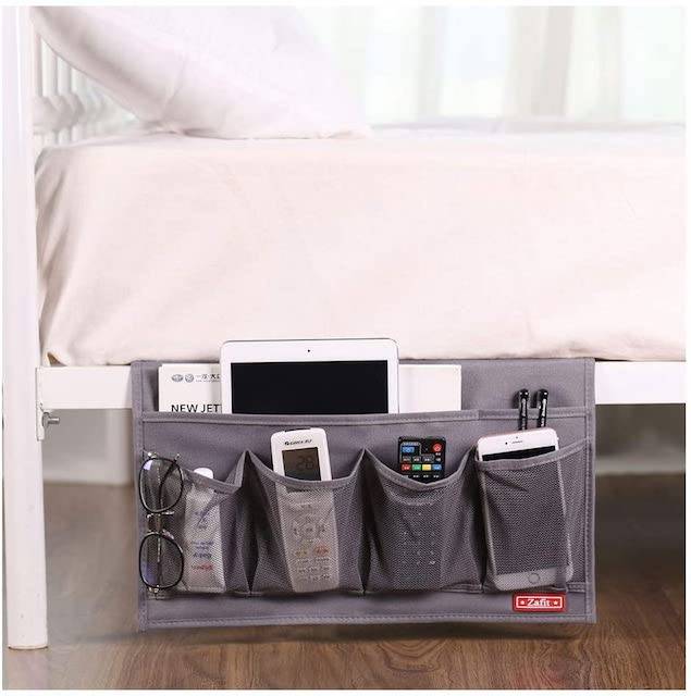 Globents Bedside Storage Organizer Caddy-Slim Space Saving Design 5 Pockets-Heavy Weight Felt-Holds Books