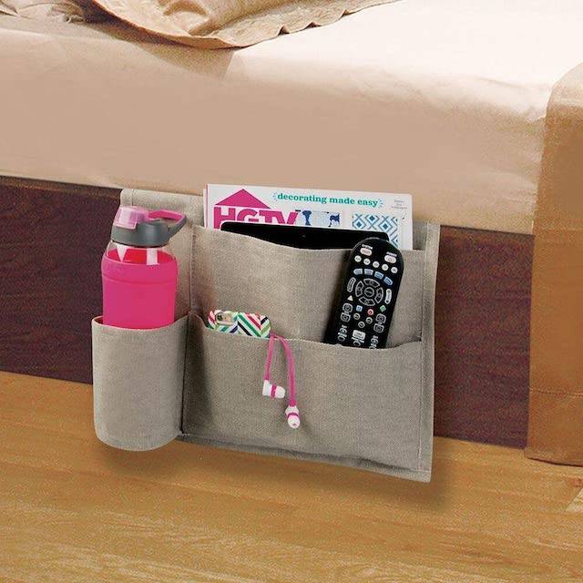 Lcuicm Bedside Caddy Organizer Double-Layer Thick Felt Perfect for College Dorm Room and Home Two Easy Ways of Installation Bedside Storage Hold Up to 22 Lbs with Large Pockets