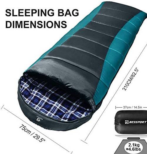 Bessport Sleeping Bag Winter Flannel Lined Backpacking Compact and Lightweight 0 Degree Sleeping Bag for Adults Hiking Perfect for Camping