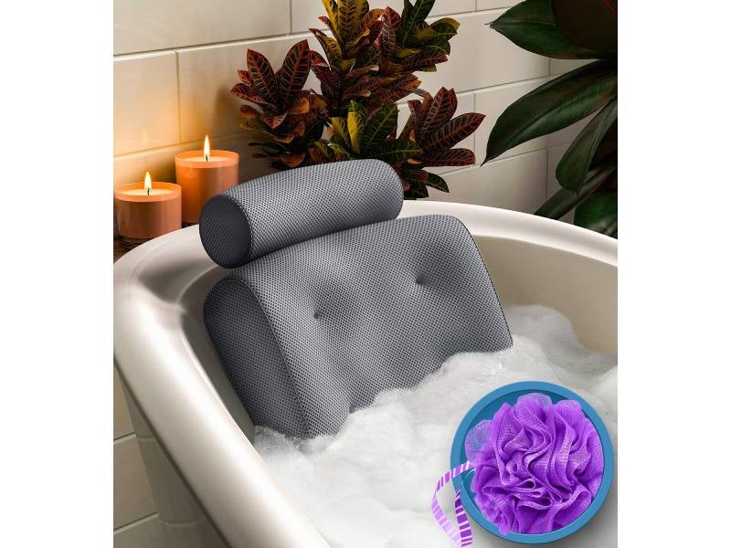 1 X Soft Cloth Bath Pillow Spa Hot Tub Soft Support Neck Relax Lounge Cushion 