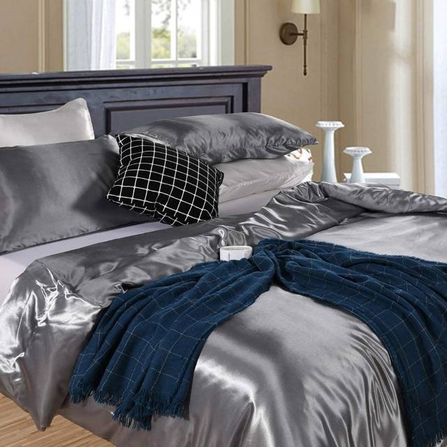 Grey, Twin EastElegant Microfiber Duvet Cover Set 2 Pieces Bedding Duvet Cover and Pillow Sham 