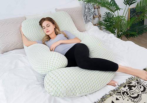 AngQi Pregnancy Body Pillow with Velvet Cover U Shaped Body Pillow Dark Purple 