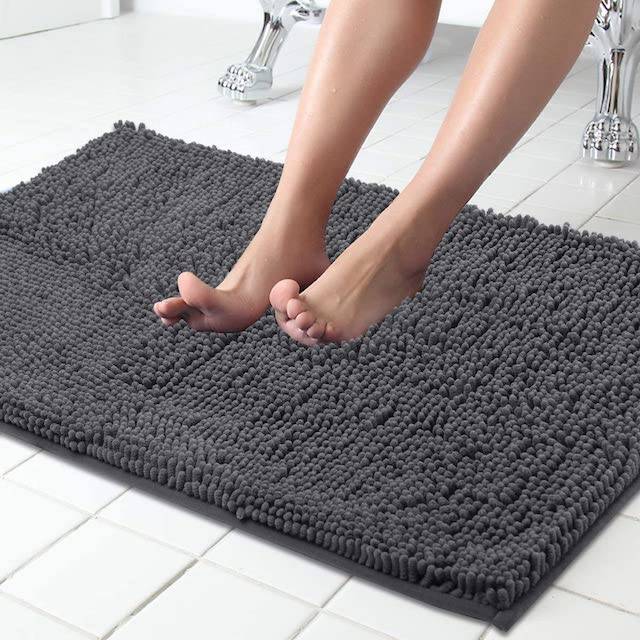 Turquoize Non-Slip Bath Runners for Bathroom Luxurious Chenille Area Rug for Kitchen Machine Washable Bath Mats for Door Mats/Tub,Size 59x20 Inch Taupe 