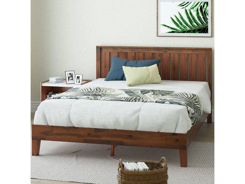 Best Wood King Bed Frame Reviews 2021, Zinus Deluxe Antique Espresso Solid Wood Queen Platform Bed Frame
