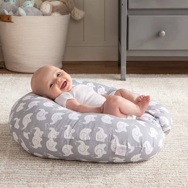 Newborn Essentials & Baby Shower Gift Baby Nest with Pillow Breathable Soft Cotton for Baby Sensitive Skin AOBABY Baby Lounger Adjustable Infant Lounger Seat for Tummy Time Rainbow 0-9 Months 
