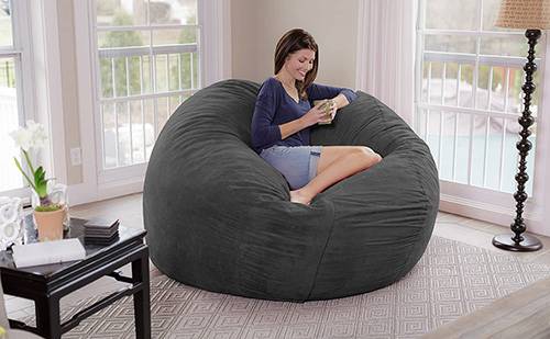 Chill Sack Bean Bag Chair Large 4 Memory Foam Furniture Bag and Large Lounger Black Big Sofa with Soft Micro Fiber Cover 