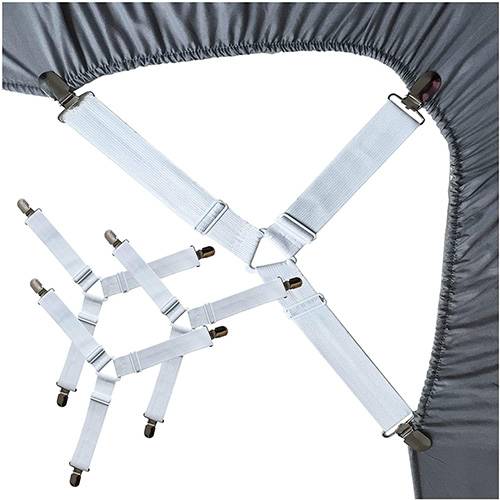 4X 3-Way Adjustable Bed Sheet Holders Elastic Fasteners Grippers Braces Clips Sheet Mattress Corner Straps Ideal For Ironing Board Covers Sky Blue