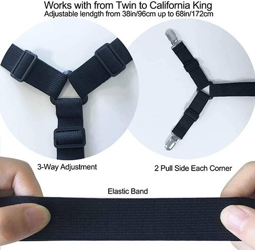 Adjustable Triangle Elastic Suspenders Gripper Holder Straps Clip for Bed  Sheets - China Bed Sheet Fasteners and Adjustable Bed Sheet Tensioner price