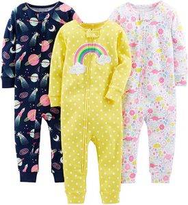 The Childrens Place Baby Boys 3 Pack Novelty Long Sleeve Footed Sleepers