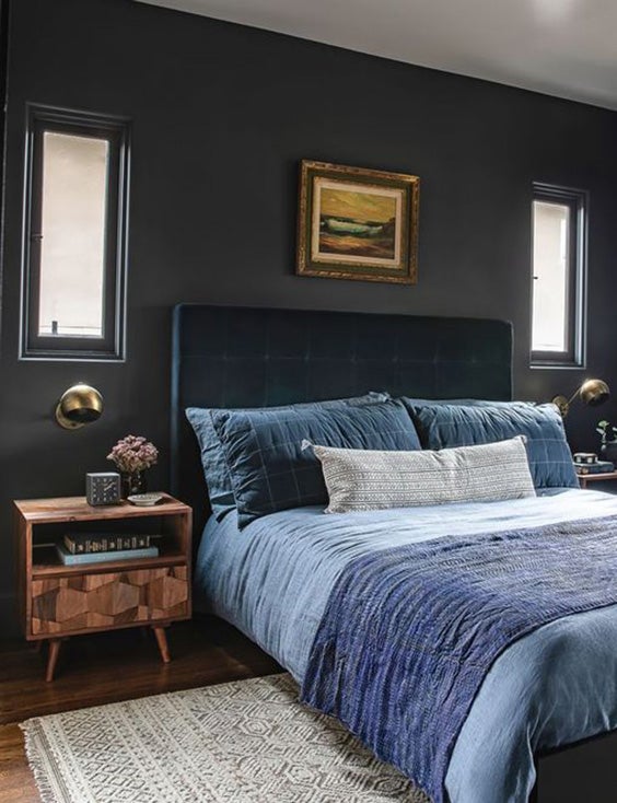 50 Stunning Black Bedroom Ideas To, Light Blue Bedroom Black Furniture