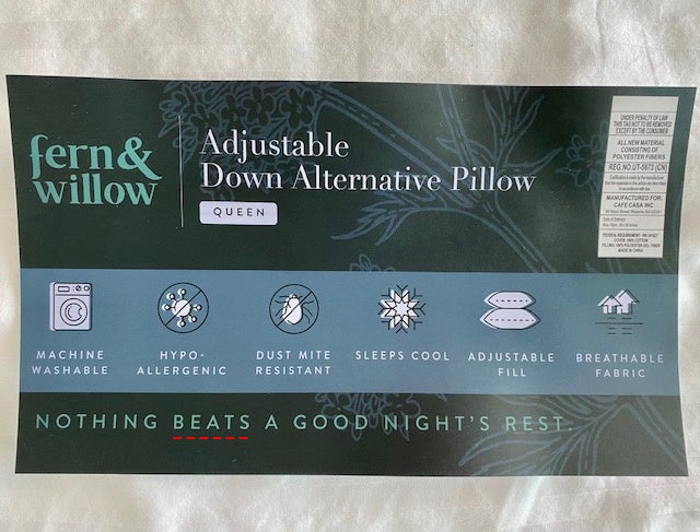 Fern and Willow Premium Loft Down Alternative Pillows for Sleeping 2-Pack - Gel